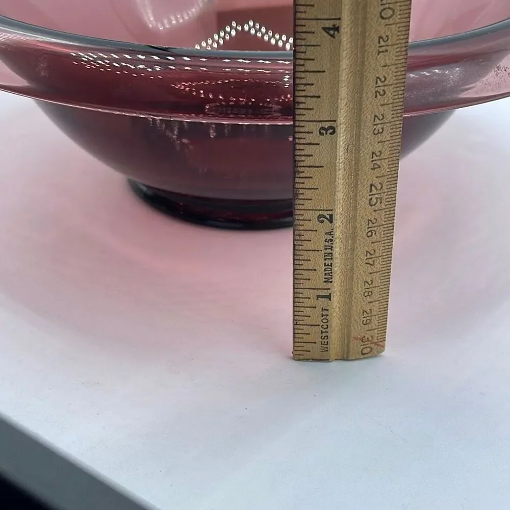 Vintage Amethyst colored art glass fold over or console bowl.